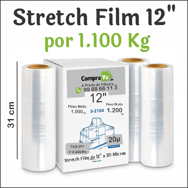 Stretch Film de 12 pulgadas por 1 kilo