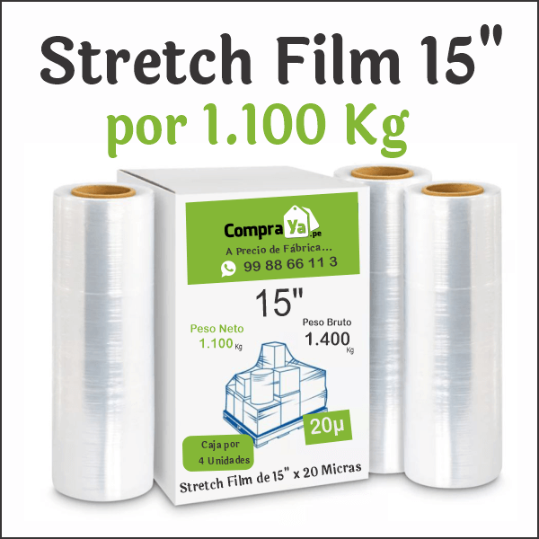 Stretch Film de 15 pulgadas por 1 kilo